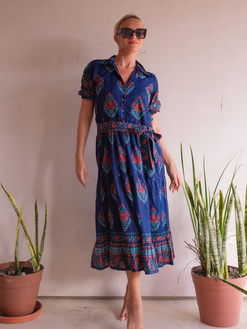 Skye Thistle  Lurez Stripe Navy Shirt Dress